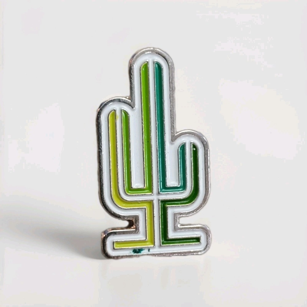 Yellow Green Cactus Enamel Hat Lapel Pin Pinback Tie Tac